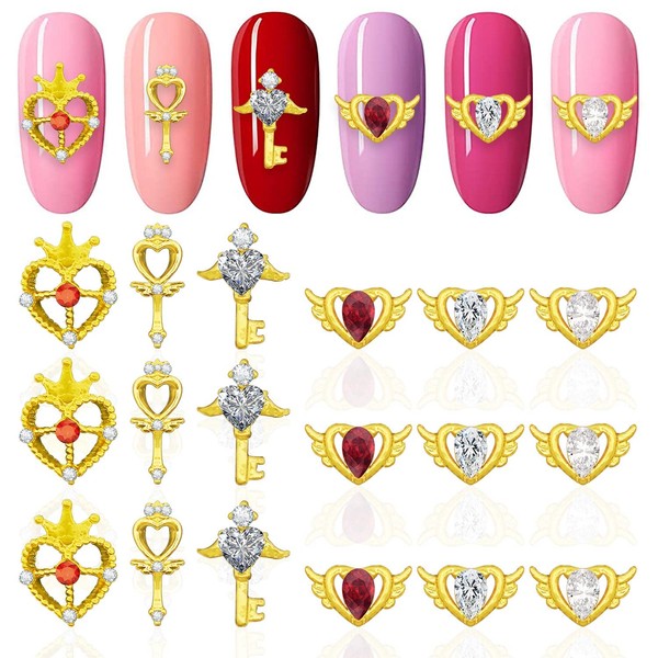 SILPECWEE 30 dijes de uñas 3D Sailor Moon para diseño de uñas, diseño de corazón, diamantes de imitación, gemas de uñas, joyas, decoración de uñas, uñas acrílicas, manicura, manualidades