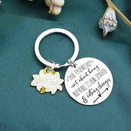 Best Friend Keychain Gifts For Women Sister Long Distance Friendship Gift Bestie Best Friend Birthday Gifts For Women Moving Away Gift For Teen Girls Anniversary Accessories Lily Flower