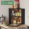 Black Corner Bread Box for Kitchen Countertop-Bamboo Wood 2-Tier