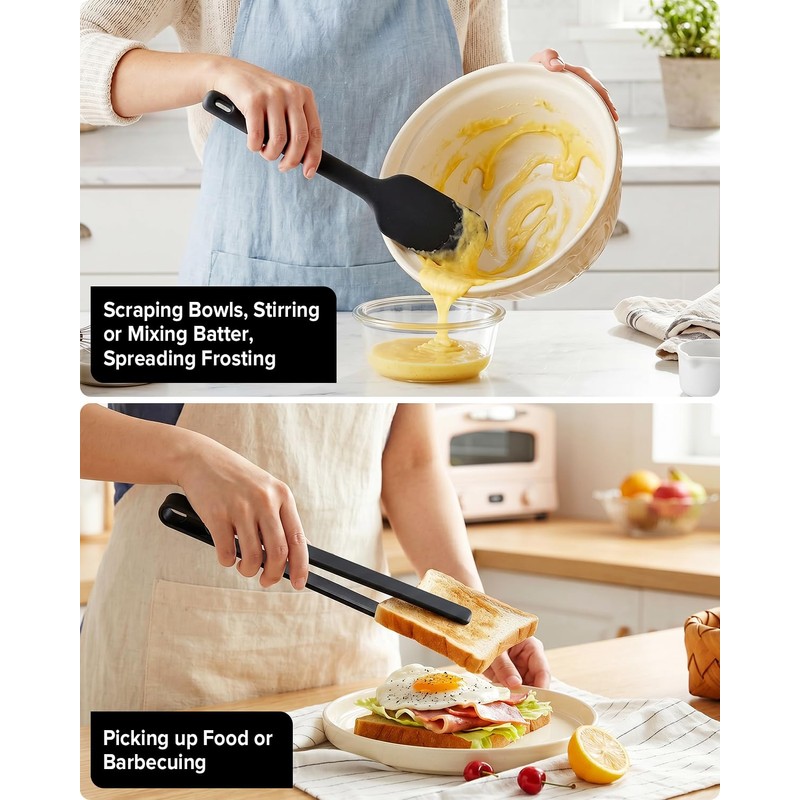 Silicone Kitchen Utensils Set, Heat Resistant Cooking Utensil with Spoon,