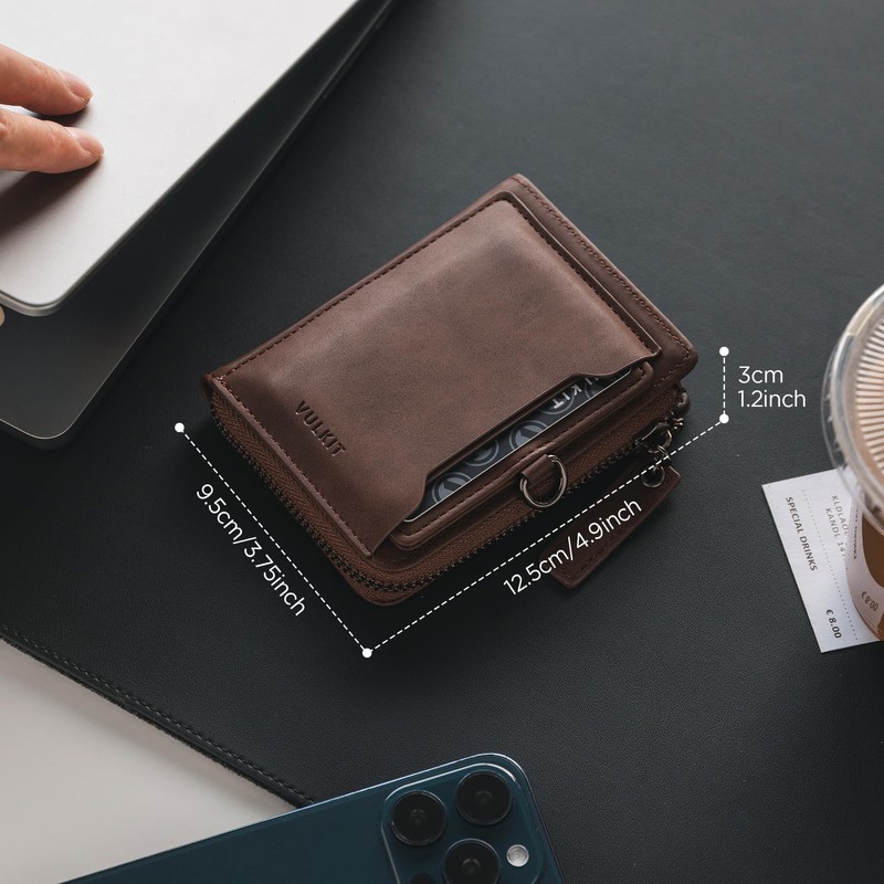 VULKIT Mens Wallet RFID Blocking Credit Card Wallet Leather Passcass