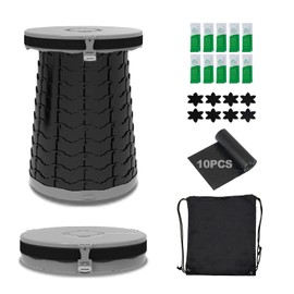 VIVETERA Camping Toilet Retractable Portable for Adults Kids, Adjustable Height Potty with Lid Foldable Design for Hiking, Car Travel, Truck, RV, Boating, Road Trips, Beach (Grey)