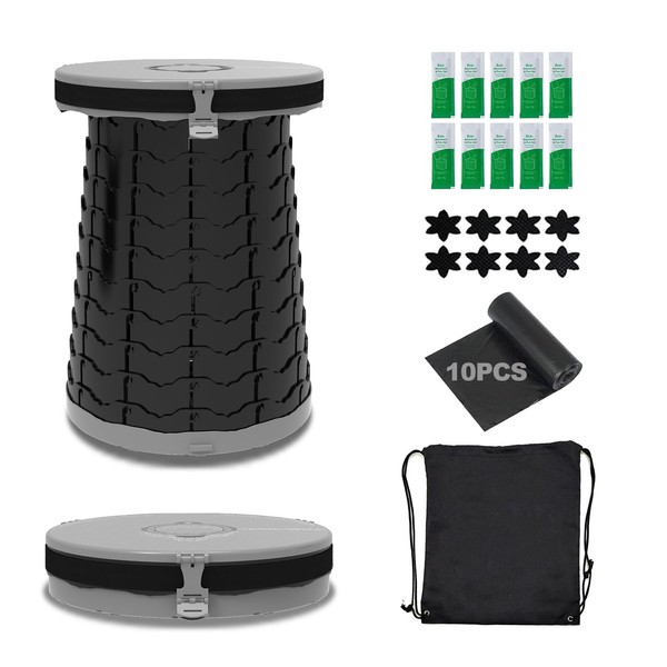 VIVETERA Camping Toilet Retractable Portable for Adults Kids, Adjustable Height