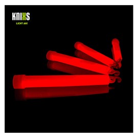 KNIXS Pack of 25 Power Glow Sticks (15 cm) with Special Hooks and Mounting Strap - Red Luminous for Party, Festival, Outdoor or as Decoration