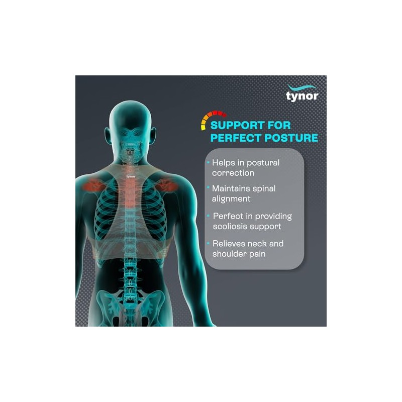 Tynor Posture Corrector, Grey, Small, 1 Unit