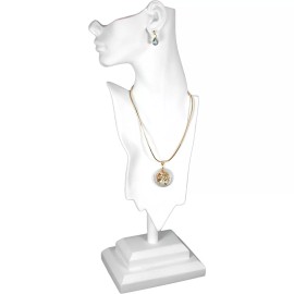 FindingKing White Mannequin Necklace Bust, 2 Necklace Pendant Displays Jewelry Display Kit