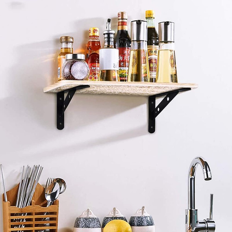 CYH Black Shelf Brackets - 8 Pack Triangle Shelving Brackets