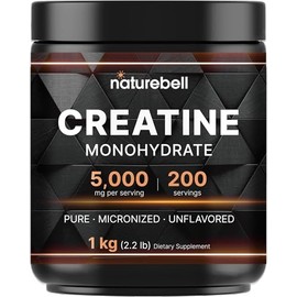 NatureBell Creatine Monohydrate Powder 1,000g, 5,000mg Per Serving, 200 Servings (2.2 lb) | Micronized, Pure & Unflavored | Pre-Workout Muscle Support