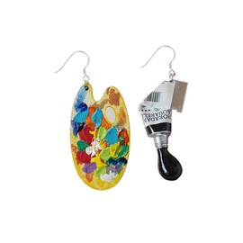 Artist Earrings,Made of real paint Tube,Unique Paint Palette Dangle Earrings for Women Artist Gift,Painter Teacher Art Gifts (Black paints + palette)