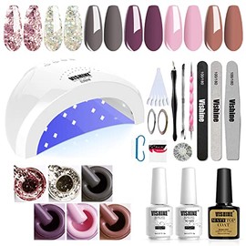 Vishine Gel Nail Polish Starter Kit - 48W LED Lamp 6 Color  Base Top Coat Set, Manicure Tools Popular Nail Art Designs 05                             