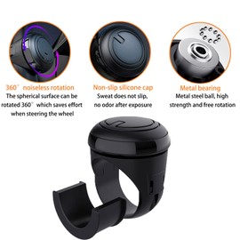 yuentoen Steering Wheel Spinner - Steering Wheel Knob, Black Soft Silicone Ball Shaped Non-Slip Driving Helper Booster with Allen Wrench Steering Wheel Accessories for Cars Trucks Vans Tractors Boats