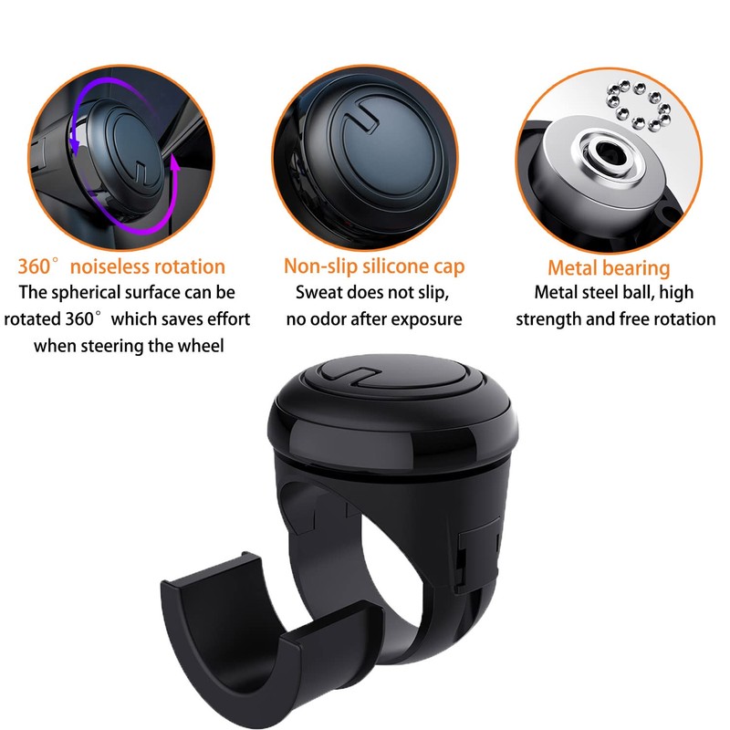 yuentoen Steering Wheel Spinner - Steering Wheel Knob, Black Soft