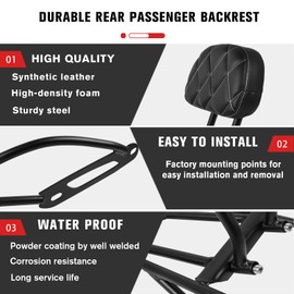 CHIFUN Rear Passenger Backrest Sissy Bar Compatible with Harley Street 750 500 XG750 XG500 2015-2019 Black Steel Detachable Motorcycle Rear Luggage Rack