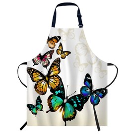 Smooffly Butterflies Apron Adjustable Apron Cooking Kitchen Chef Women Men Aprons for Home Kitchen, Restaurant, Coffee House, Baking Gardening BBQ
