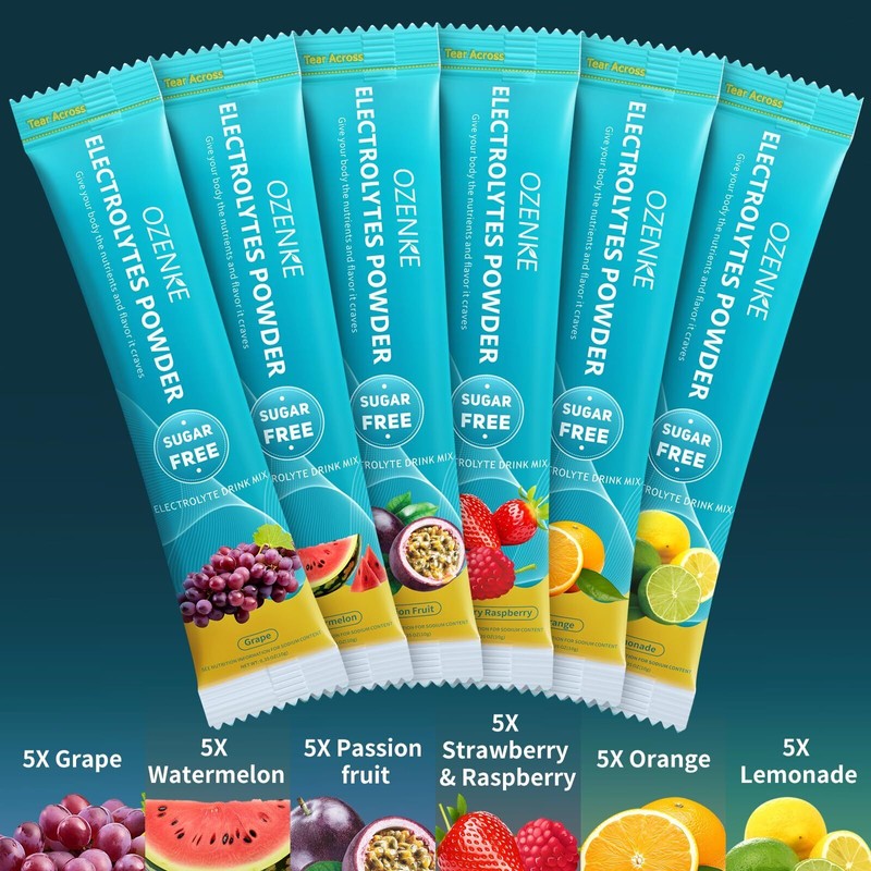 OZENKE Electrolyte Powder Packets 30 Sugar Free Hydration Sticks 6