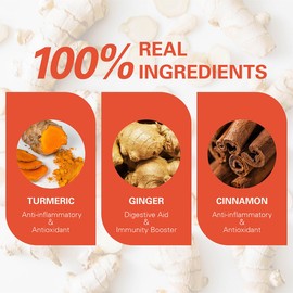 WEETEE Turmeric Ginger Cinnamon Tea Bags, 2g x 100 Pieces Turmeric Ginger Cinnamon Tea Bags, Warm, Spicy & Slightly Sweet Turmeric Ginger Herbal Tea, Rich in Antioxidants, Caffeine-free Spice Tea