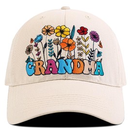 Best Grandma Gifts - Grandma Hat, Mothers Gift for New Grandparents Birthday Embroidered Baseball Cap (Women Flower Hats)