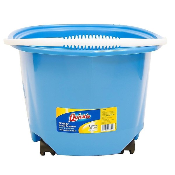 Quickie EZ-Glide Multi-Purpose Bucket on Wheels, 5-Gallon, Blue, for Bathroom/Home/Kitchen Cleaning or Car Washing