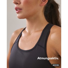 Snocks Women's Recycled Polyester Sports Bra Black Size XS-XL Medium Support, 1 x black.