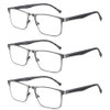 LAURA FAIRY Stylish Metal Frame Reading Glasses for Men,Spring Hinge