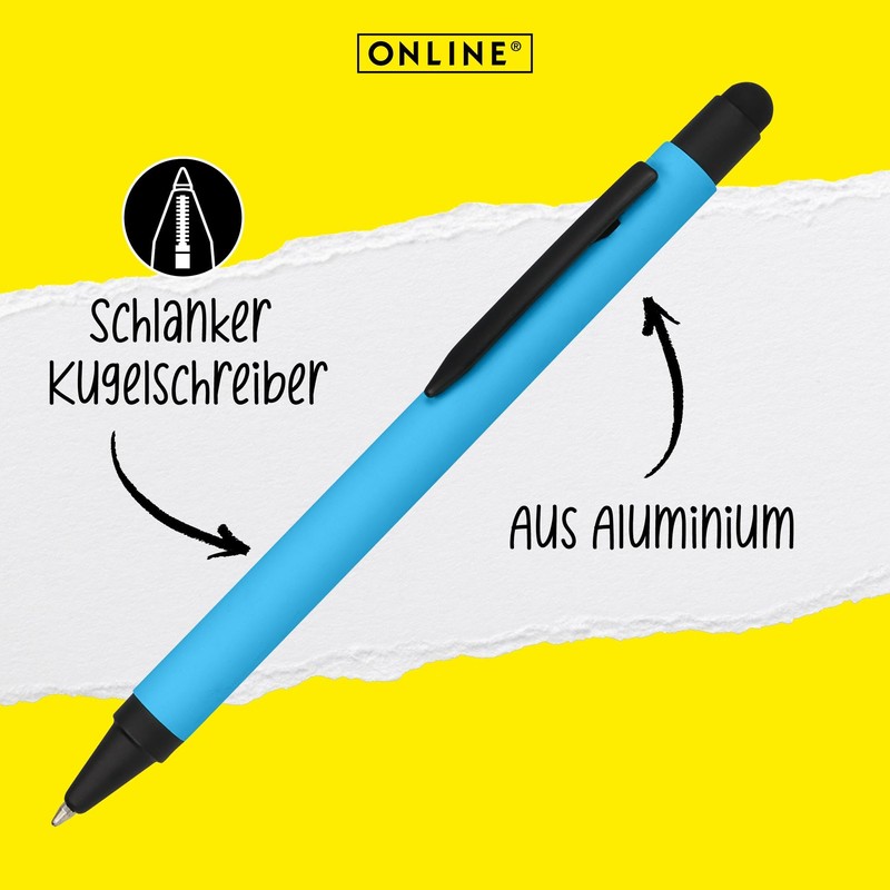Onlinen Ballpoint Pen Aluminium Stylus Blue, Retractable Ballpoint Pen Made