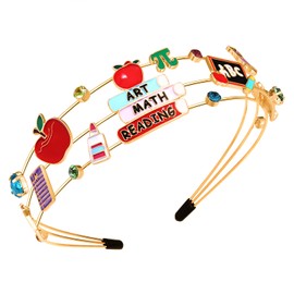 vokone Teacher Appreciation Gifts - Headband Hair Hoop with Apple Book Charms, Back To School Jewelry Hair Accessories