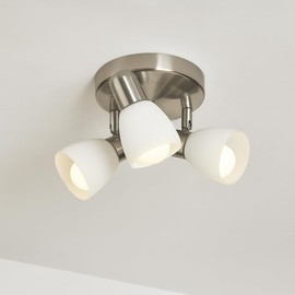 Delano 3 Light Ceiling Spotlight - Matt Nickel & White