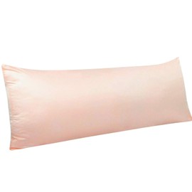 NTBAY Zippered Satin Body Pillow Pillowcase, Silky Slip Cooling Body Pillow Cover, Long Side Hidden Zipper, 20x54 Inches, Pink