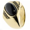 Alamode Oval Black Onyx Cz Accents Healing 18K Gold Overlay