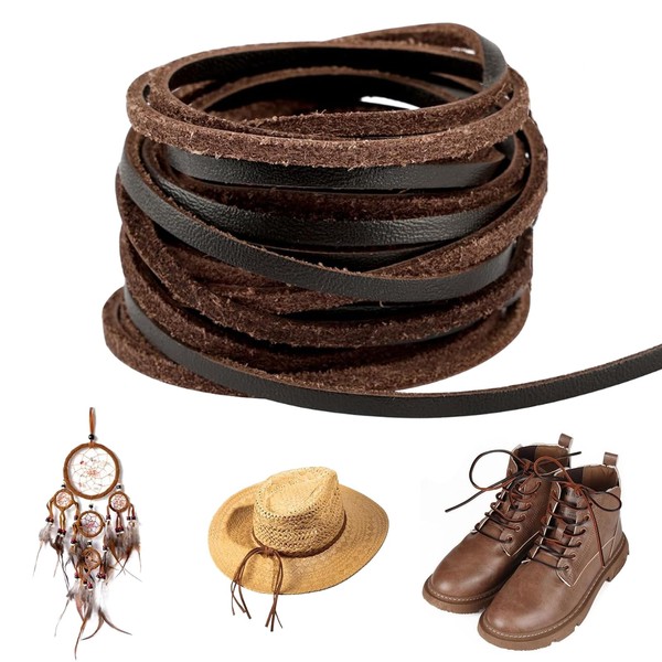 Leather Cord, 5m X 4mm Flat Leather Strips for Jewellery