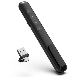 Presenter with Laser Pointer, PowerPoint Remote Control Presentation Remote Control Pointer for Presentations, NEWENMO USB C & USB A 2 in 1 Presentation, Presenter with Hyperlink and Volume Control