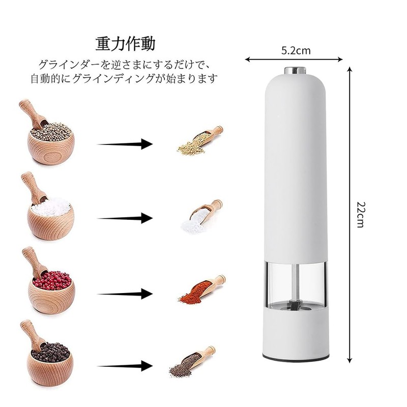 Pepper Mill, Electric Kitchen, Automatic Grinder, Grind, Coarse Salt, Pepper,