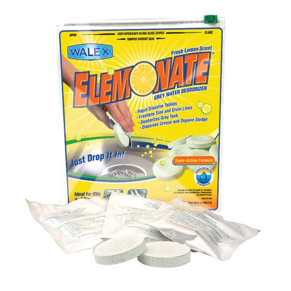 Walex Elemonate RV Grey Water Deodorizer& Freshener, Lemon Scent, (Pack of 5)