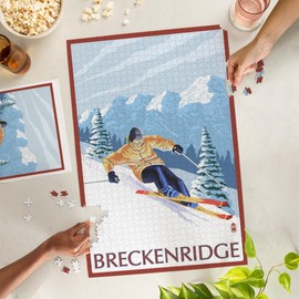 Breckenridge, Colorado, Downhill Skier (1000 Piece Puzzle, Challenging Jigsaw Puzzle for Adults, Made in USA)