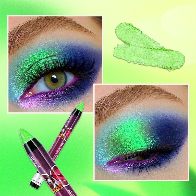 Green Shimmering Eyeshadow Stick, Bright Green Cream Eye Shadow, Metallic