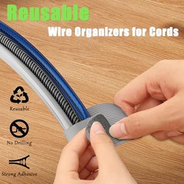 Gestin de cables de gancho y bucle debajo del computadora, 80 bridas autoadhesivas, organizadores de alambre reutilizables para cables, clips de...   