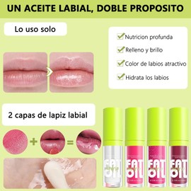 Juego de Brillo de Labios con Grasa - Aceite labial Hidratante - 8 Colores - Hidratación y Antiarrugas, No pegajoso, para Cuidado de Labios, Ideal para Regalos y Uso Diario