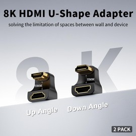 Duttek 8K HDMI 2.1 U-Shaped Adapter, 48Gbps 180-Degree HDMI Male to Female Adapter with LED Indicator, Supports Up to 8K@60Hz and 4K@120Hz, Compatible with 2K and 1080P Resolutions, Suitable for HDTVs