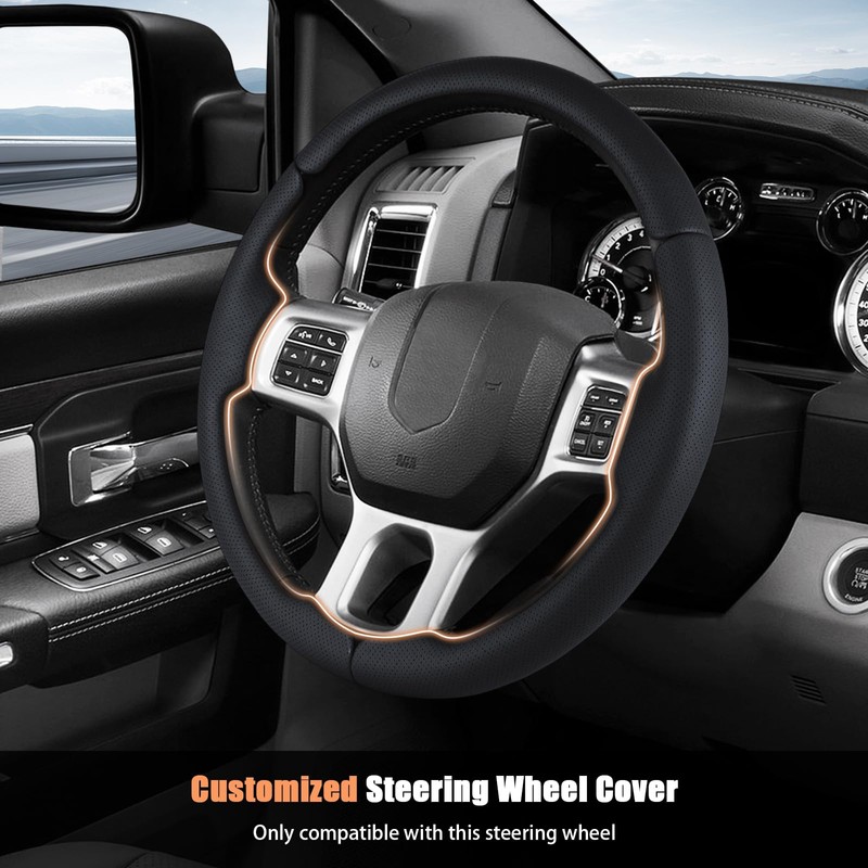 Customized Steering Wheel Cover for 2012-2018 Dodge RAM 1500/2500/3500/4500