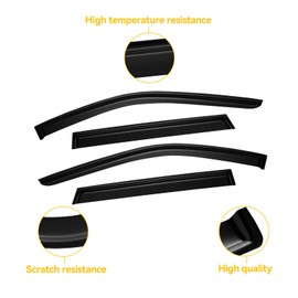 CMVT Auto Window Visors for Grand Cherokee 2011-2021 (Not for Grand Cherokee L), Rain Guards Shield Vent Shade Deflector Dark Smoke 2012 2013 2014 2015 2016 2017 2018 2019 2020 Tape-On, 4PCS