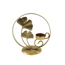 ARFUKA Tealight Holder Metal Ginkgo Tealight Candle Holder Tea Light Candle Holders for Home Tabletop Decorations Holiday Table Display Kitchen Thanksgiving Christmas Decor Gold