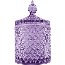 Sizikato Diamond Faceted Glass Candy Jar with Lid, 18oz Purple Decorative Jar, Nut Jar, Dried Fruit Storage Jar.