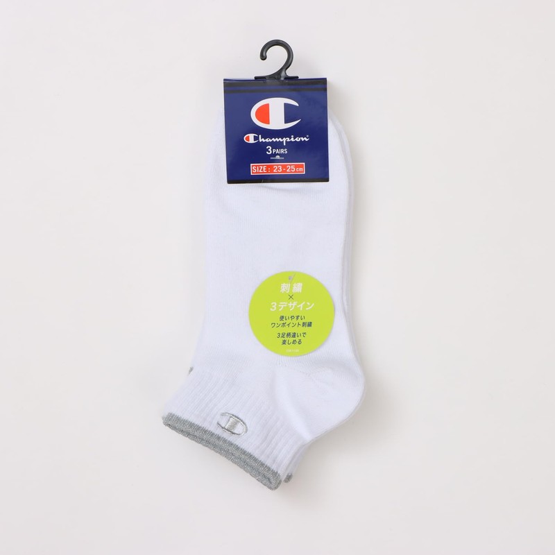Champion CWSCZ301-010-S Plain Socks, 3 Pairs, No Pill, Embroidered Logo,
