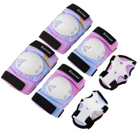 BOSONER Kids/Youth Knee Pad Elbow Pads Guards Protective Gear Set for Rollerblade Roller Skates Cycling BMX Bike Riding Skateboard Inline Skatings Scooter Riding Sports（Pinkblue)