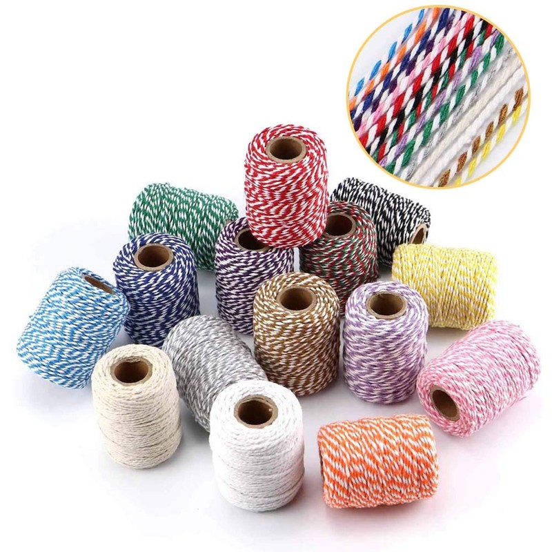 HULISEN Colorful Bakers Twine, 15 Rolls 2mm 3 Strands Cotton