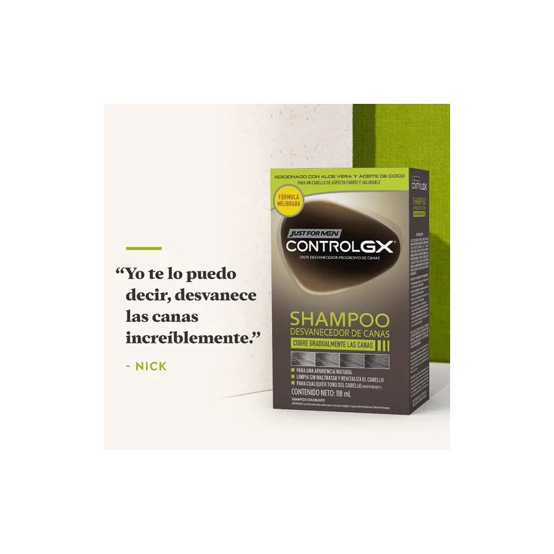 Shampoo Just for Men Control Gx, Desvanecedor Progresivo De Canas,