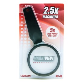 Carson MagniView 2.5X Hand-Held Magnifier with 5X Spot Lens for Reading, Inspection, Crafts, Hobby and Other Low Vision Tasks (DS-40)
