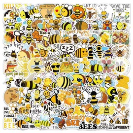 Bee Stickers, 100 Pcs Cute Bee Stickers for Kids, Water Bottle Stickers Waterproof Vinyl Phone Skateboard Laptop Stickers, Aesthetic Insect Honeybee Stickers for Teens Adults