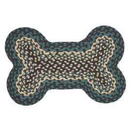 VHC Brands Pine Grove, Bone Shape Indoor-Outdoor Rug, Recycled Polyester, Small, Green, 11.5x17.5