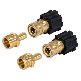 YAMATIC Pressure Washer Adapters, M22 14mm Male to 1/4" Plug, M22 14mm Female to 1/4" Socket, Power Washer Hose and Gun Coupler, 5000 PSI Quick Connect Fittings, 4PCS
